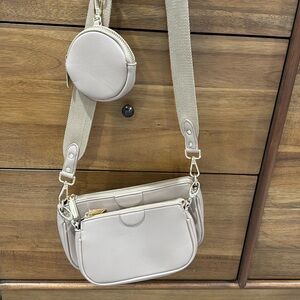 Beige crossbody multi pouch